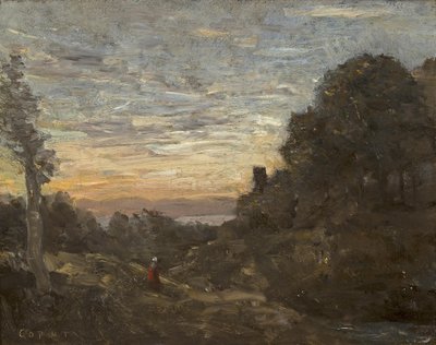 La torre entre los árboles de Jean Baptiste Camille Corot